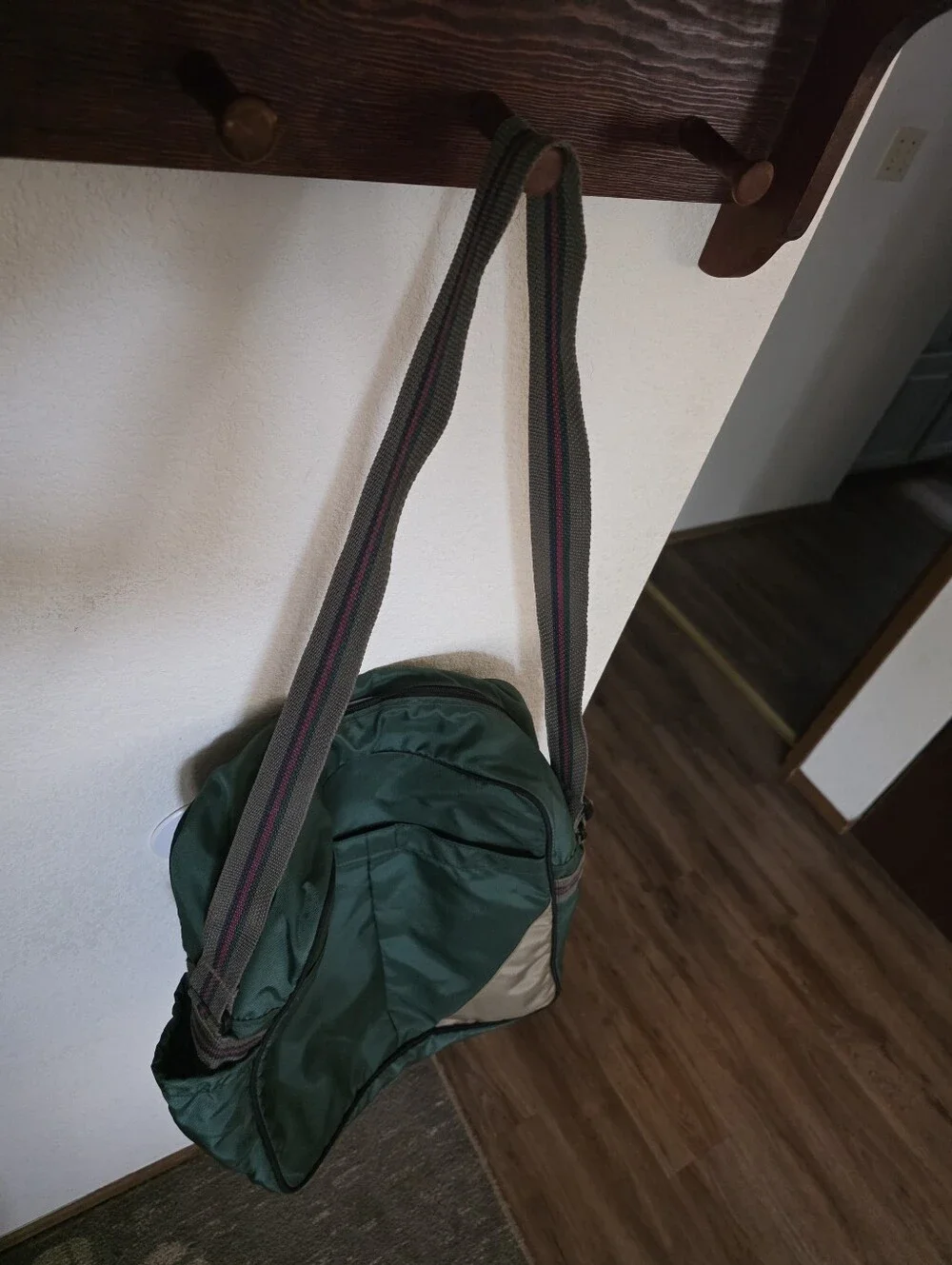 Coleman Green Messenger Bag with Tan Accent